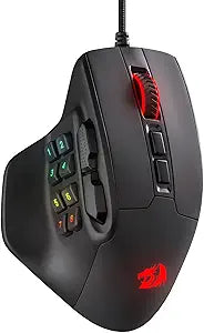 Redragon M811 Aatrox MMO Gaming Mouse, 15 Programmable Buttons Wired RGB Mouse w/Ergonomic Natural Grip Build, 10 Side Macro Keys, Software Supports DIY Keybinds & Backlit