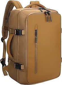 SWICKY Vacuum Seal Travel Backpack with Pump, 40L Vacpack Backpack Compression Bag System, Water Resistant Laptop Carry-On Luggage for Women & Men, Ideal for Business, Work Khaki