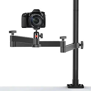 ULANZI Camera Desk Mount Stand with Flexible Arm, Overhead Mount, Articulated Arm with 360 Rotatable Ball Head, Aluminum Desk Mounting Stand for Ring Light/DSLR Camera/Webcam/Panel Light