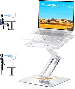 Urmust 360Â° Rotating Laptop Stand for Desk Adjustable Height, Ergonomic Laptop Riser Standing Desk Converter, MacBook Stand, Computer Lap top Riser Holder, Fits All Laptops 10-17"