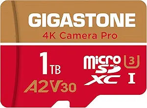 5-Years Data Recovery GIGASTONE 1TB Micro SD Card, 4K Camera Pro, R/W up to 150/130 MB/s, 4K Video Recording for GoPro, DJI, Drone, MicroSDXC Memory Card UHS-I U3 A2 V30, with Adapter
