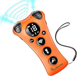 Adjustable Ultrasonic Dog Trainer World's First Variable Frequency Pet Behavior Corrector with 10 Level Ultra Sound, 18 Dog Whistles, Anti-Bark Flashlight, Humane Dog Deterrent (Orange)