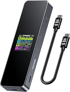 DOCKCASE Visual Smart M.2 NVMe SSD Enclosure,Support 10s PLP Prevents Write Data Loss,USB 3.2 Gen 2 Type-C (10 Gbps),fits NVMe PCIe Size 2230/2242/2260/2280,Support M-Key B+M Key UASP