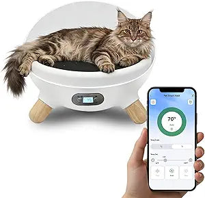 Smart Pet Cooling & Warming Bed WiFi App Control Climate System for Cats & Small Dogs, Automatic Constant Temperature (60-100 F), Safe Sleep Nest with 17' Large Surface, No Subscription (White)