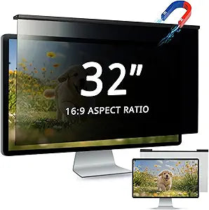 [2 PACK] Eliwhale 32 Inch Removable Hanging Computer Privacy Screen Protector for 16:9 Widescreen Monitor - Matte Anti-Glare bluelight, 30 Anti-Spy for LG HP Acer and More width*height:723*429mm(28.4*16.8 inch)