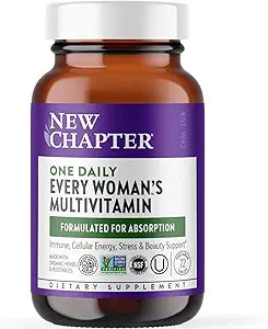 New Chapter Womenâ€™s Multivitamin, Iron, B6, B12, Biotin for Hair Growth, D3, Vit C, Zinc for Immune & Stress Support, Gentle on an Empty Stomach, One Daily, Non-GMO, Gluten-Free, 18+, 72 Tablets