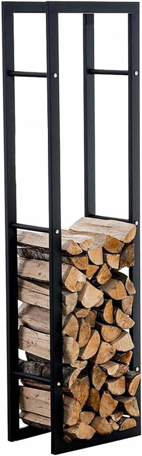 Outdoor Fireplace Log Rack, Metal Frame, Firewood Storage Holder, for Fireplace, Firepit, Tall Wrought Iron Wood Rack(