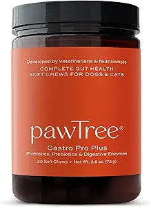 pawTree Gastro Pro Plus for Dogs and Cats - Probiotics, Prebiotics and Digestive Enzymes - for Sensitive Stomach, Digestive Issues, Loose Stool, and Bad Gas (30 ct)
