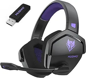 NUBWO Wireless Gaming Headset with Mic for Ps5 Ps4 PC, Zero Interference, 100-Hour Battery All-Day Play, 23ms Sync for Fortnite & Call of Duty/FPS Gamers, Triple Mode All Devices Compatible - Purple