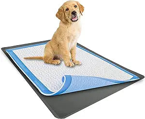 TidyFriend 2 Pack Dog Pee Pad Holder Tray Fits Up to 30 x 36 Wee Wee Pee Pads - Stable Grip, Raised Edges, Quick-Wipe Silicone Surface Dog Potty Tray Holder for Indoor Flooring Protection (Grey)