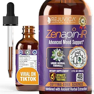 Rejuvica Health Zenapin IR - Advanced Mood Support Liquid Supplement - Kava Kava, Ashwagandha, Passionflower, Chamomile, B-Vitamins & More