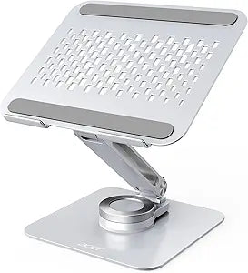 acer Laptop Stand for Desk - with 360 Swivel Base, Rotating Laptop Riser for Desk, Adjustable Computer Stand for Laptops, Ergonomic Riser Holder Foldable, Portable MacBook Pro Air (10-16') - Silver