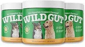 Wild Gut - Natural Probiotic Supplement for Pets | Supports Digestive Health & Gut Microbiome | 8 Probiotic Strains | 3 Bottles