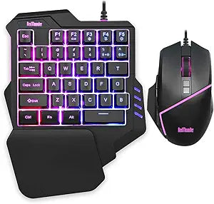 RedThunder One-Handed RGB Gaming Keyboard and Mouse Combo, 35 Keys Mini Gaming Keypad, 6400 DPI Mouse, Portable Game Controller for PC Gamer