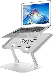 Adjustable Laptop Stand with Cooling Fan, Aluminium Alloy Multi-Angle Computer Holder for Desk, Portable Notebook Metal Mount Compatible with MacBook, Air, Pro, Dell, Alienware All Laptops 11'-17.3