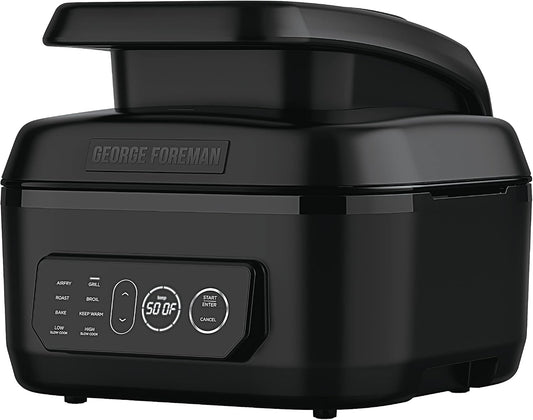 George Foreman Beyond Grill 7-in-1 Electric Indoor Grill with Air Fry Technology, MCAFD800D, Black, Large