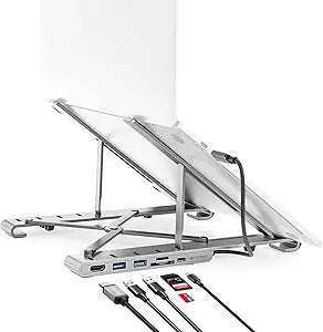 HyperDrive 7 in 1 USB C Hub Laptop Stand - HDMI 4K30Hz, USB-C 100W PD, USB-A 5Gbps, SD/MicroSD, Compatible with MacBook/iPad/Windows/Chrome - 10 -17 Laptop Docking Station Stand