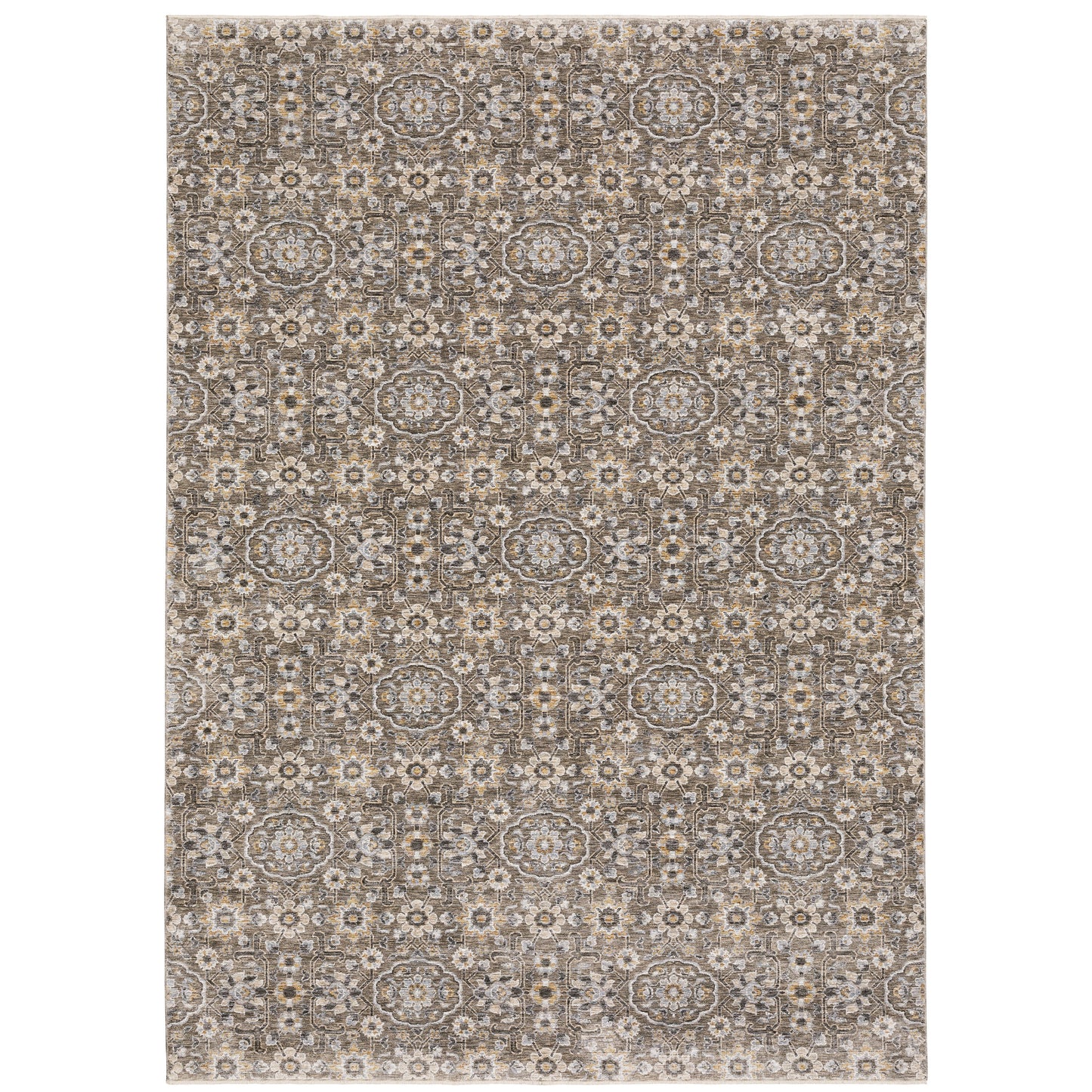 Archer Lane Kearney 8 x 11 (ft) Loomed Polyester Gray Rectangular Indoor Floral/Botanical Persian Spot Clean Only Pet Friendly Area rug