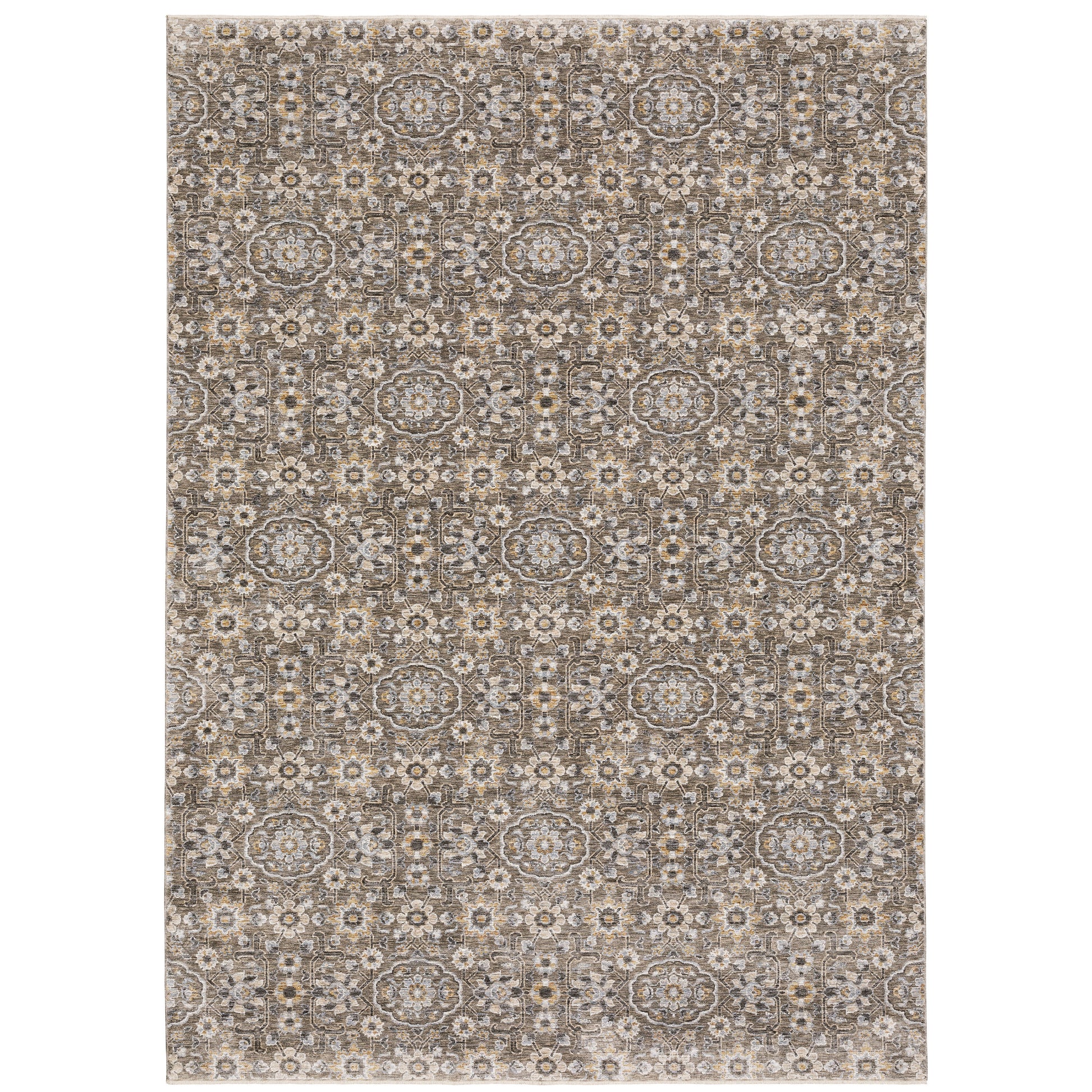 Archer Lane Kearney 8 x 11 (ft) Loomed Polyester Gray Rectangular Indoor Floral/Botanical Persian Spot Clean Only Pet Friendly Area rug