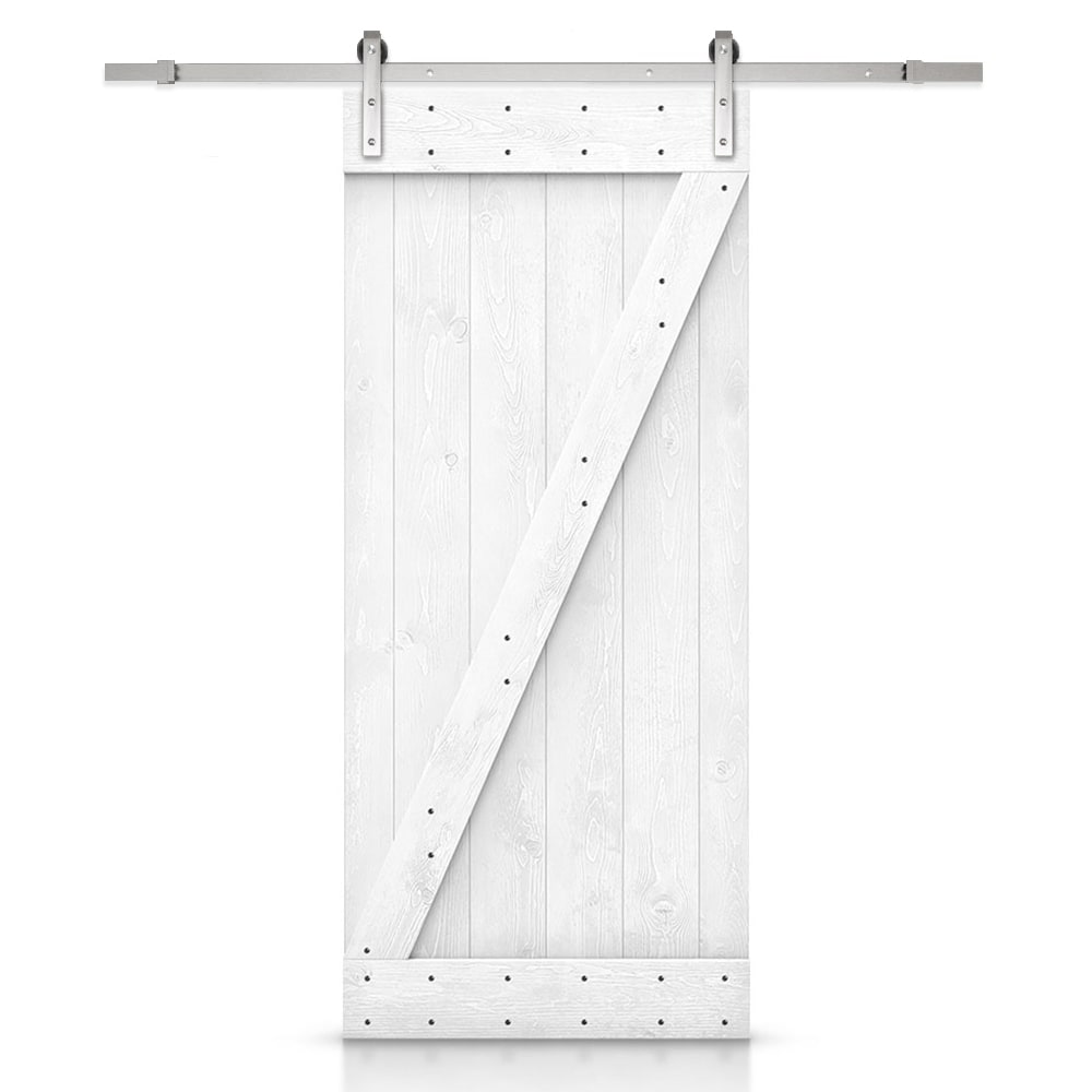 CALHOME 30-in x 84-in White Pine Wood Solid core Single Barn Door (Hardware Included)