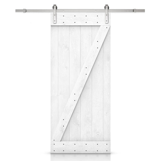 CALHOME 30-in x 84-in White Pine Wood Solid core Single Barn Door (Hardware Included)