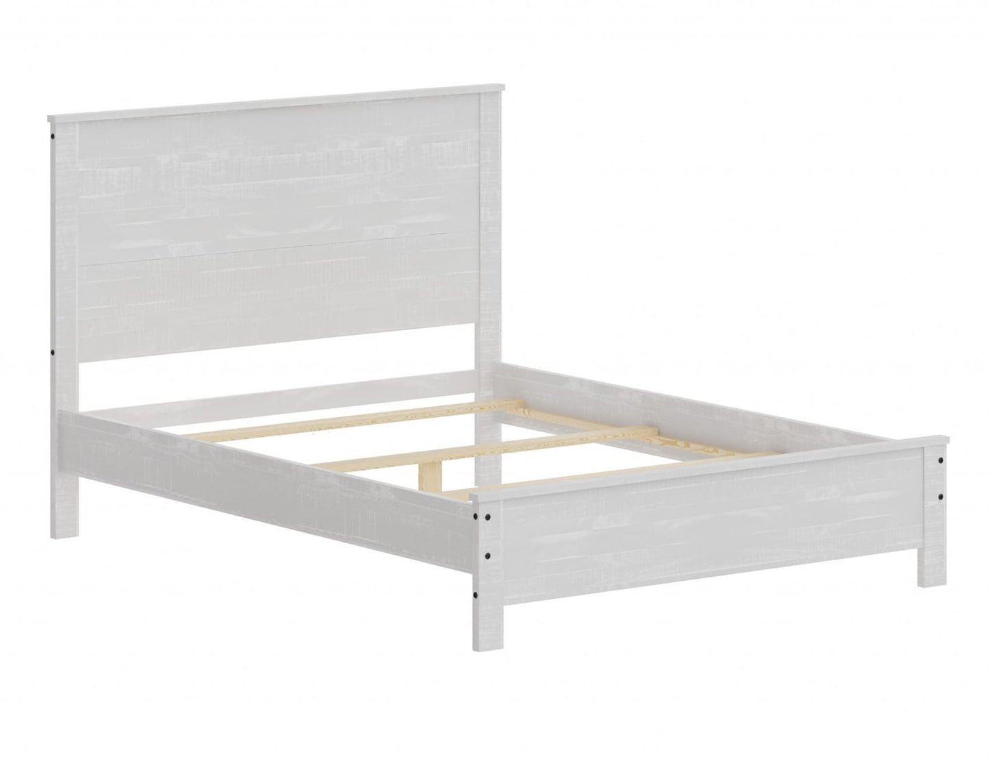 HomeRoots White Solid Wood Full Double Bed Frame
