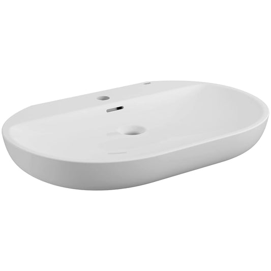 GROHE Fire Clay 18-in Vessel Oval Modern Alpine White Bathroom Sink