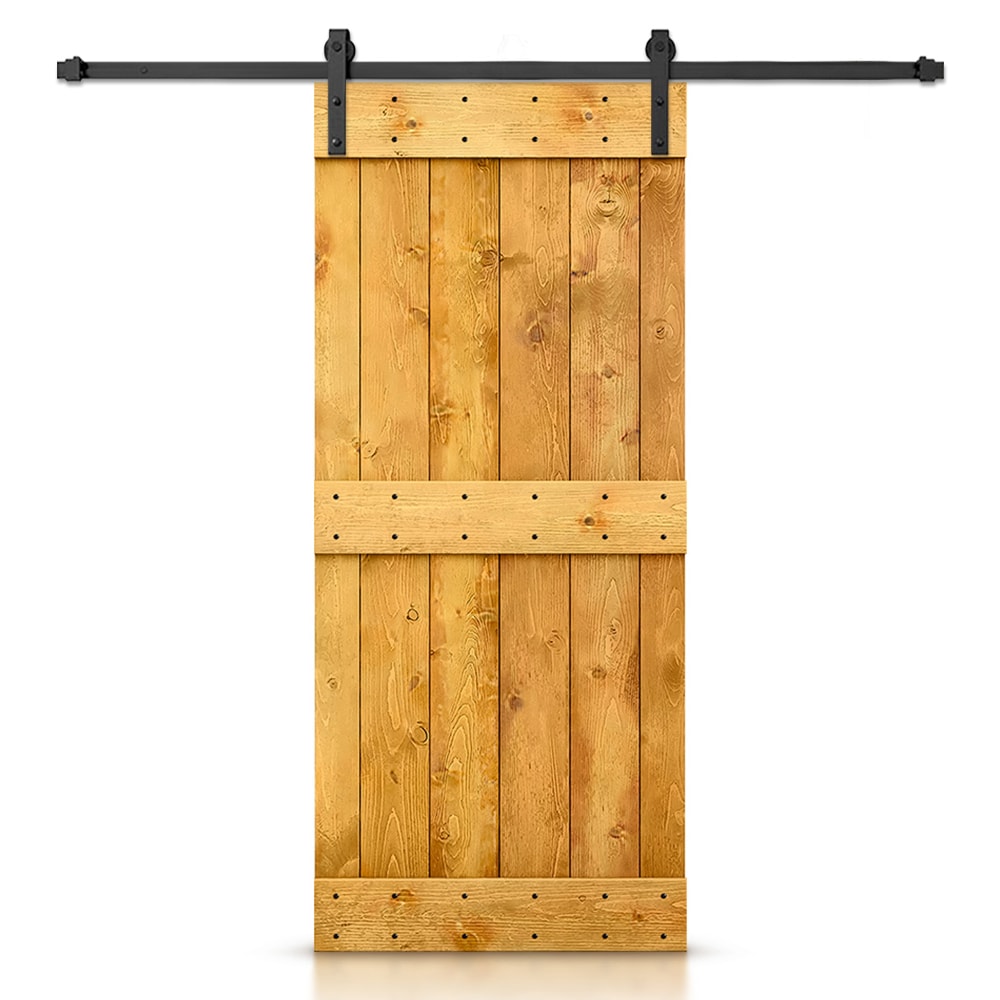 CALHOME 38-in x 84-in Colonial Maple Knotty pine Wood Solid core Single Barn Door (Hardware Included)