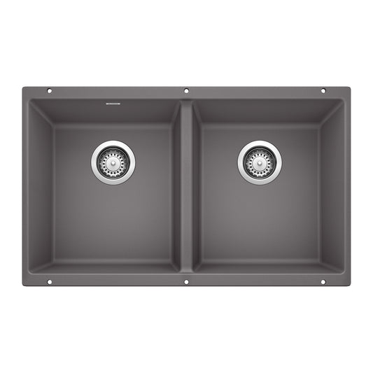 BLANCO Precis Silgranit Undermount 29.75-in x 18.11-in Granite Double equal bowl Kitchen Sink