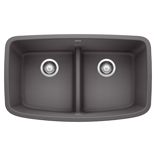 BLANCO Valea Silgranit Undermount 32-in x 19-in Granite Double equal bowl Kitchen Sink