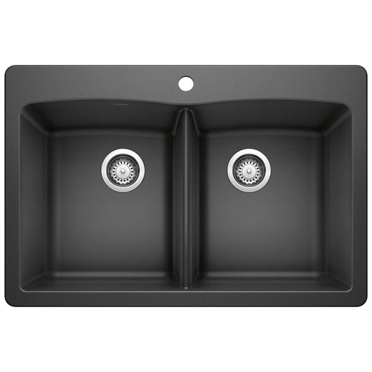 BLANCO Diamond Silgranit Drop-in or undermount 33.0-in x 22-in Granite Double equal bowl Kitchen Sink