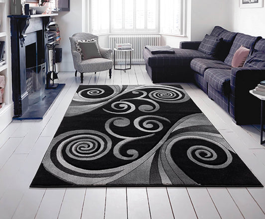 MDA Rugs Orelsi 7 x 10 (ft) Polypropylene Black Rectangular Indoor Abstract Area rug