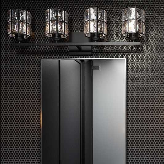 Quoizel Gibson 29.5-in 4 Light Matte Black Transitional Bathroom Vanity light