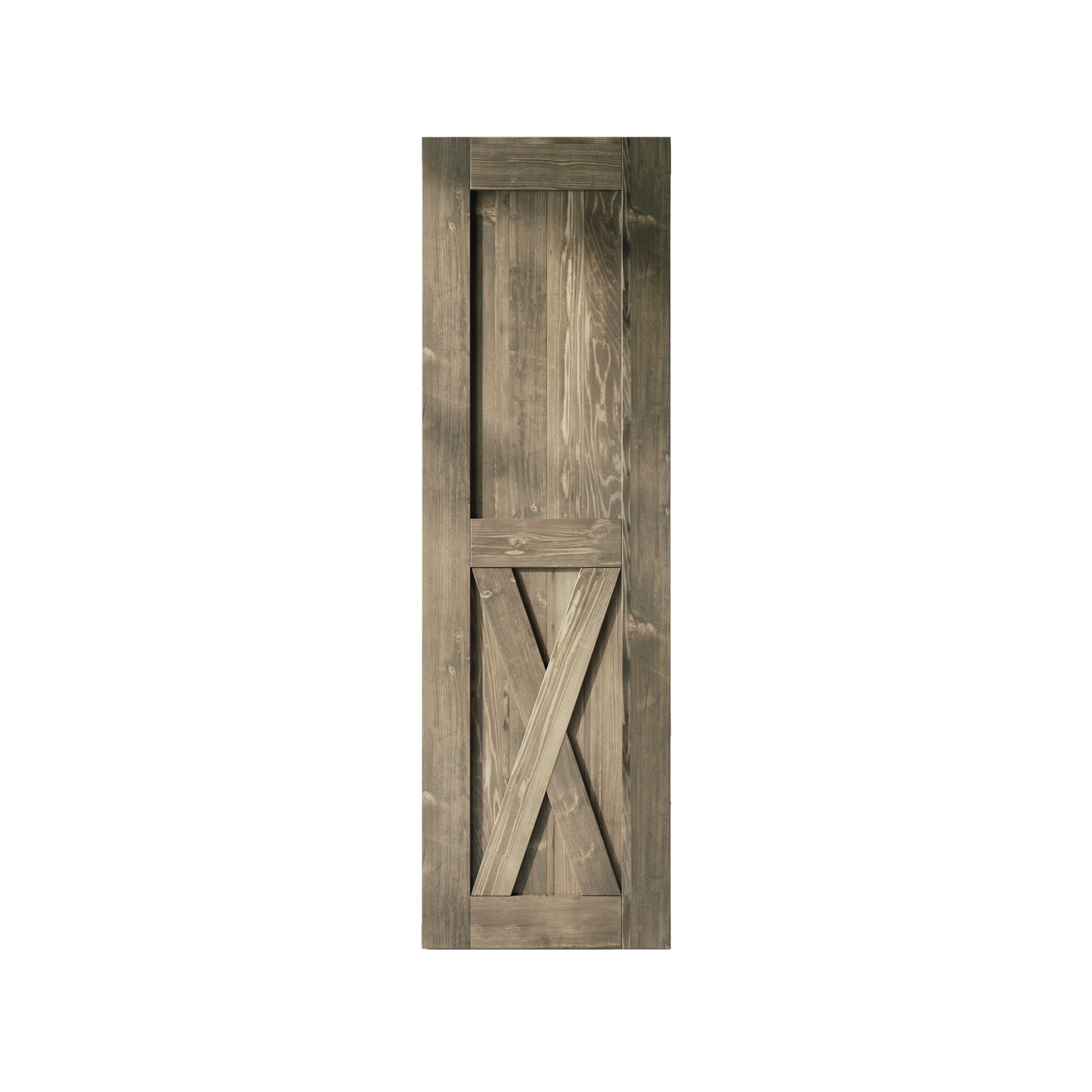 HOMACER 28-in x 84-in Classic Gray Prefinished X-frame Pine Wood Solid core Single Barn Door (Hardware Not Included)