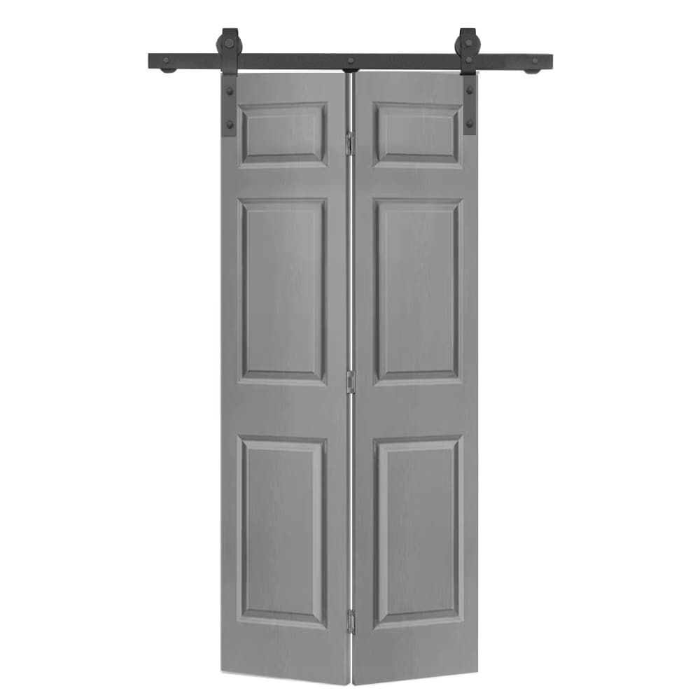 CALHOME 30-in x 80-in Light Gray MDF Hollow core Single Barn Door (Hardware Included)