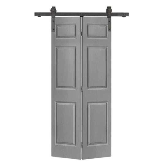 CALHOME 30-in x 80-in Light Gray MDF Hollow core Single Barn Door (Hardware Included)