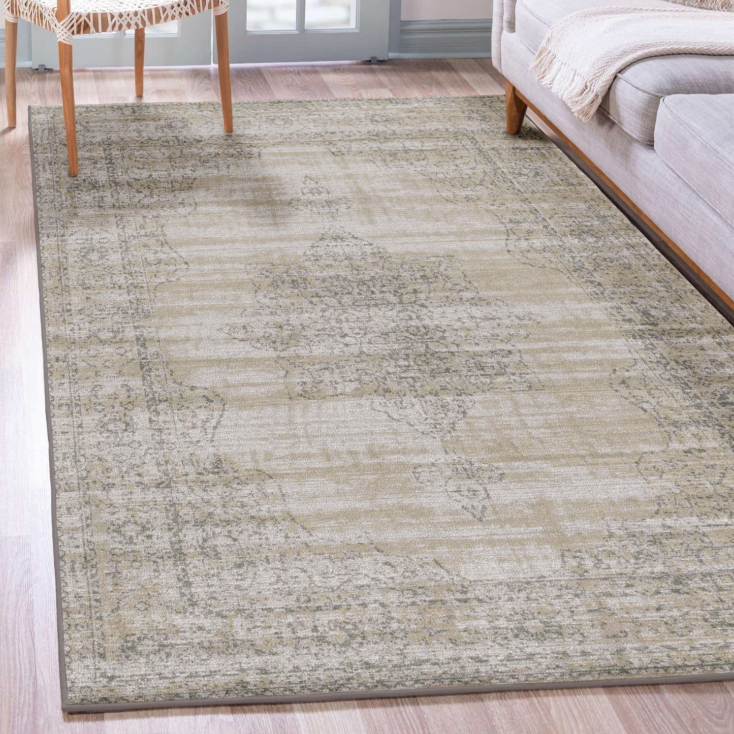 Radici USA Colosseo 8 x 10 (ft) Polypropylene Beige Rectangular Indoor Distressed/Overdyed Vintage Spot Clean Only Area rug