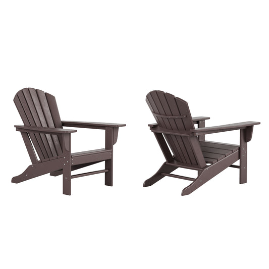 Westin Furniture Altura Set of 2 Dark Brown HDPE Frame Stationary Adirondack Chair with Slat Seat