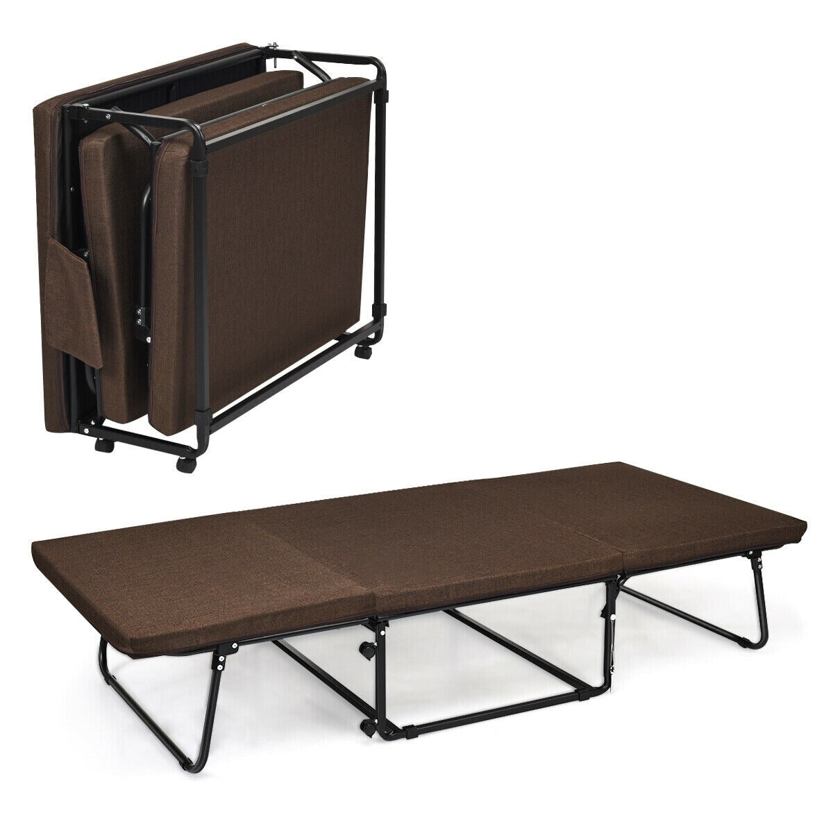 LIVIZA Twin Brown Metal Folding Bed