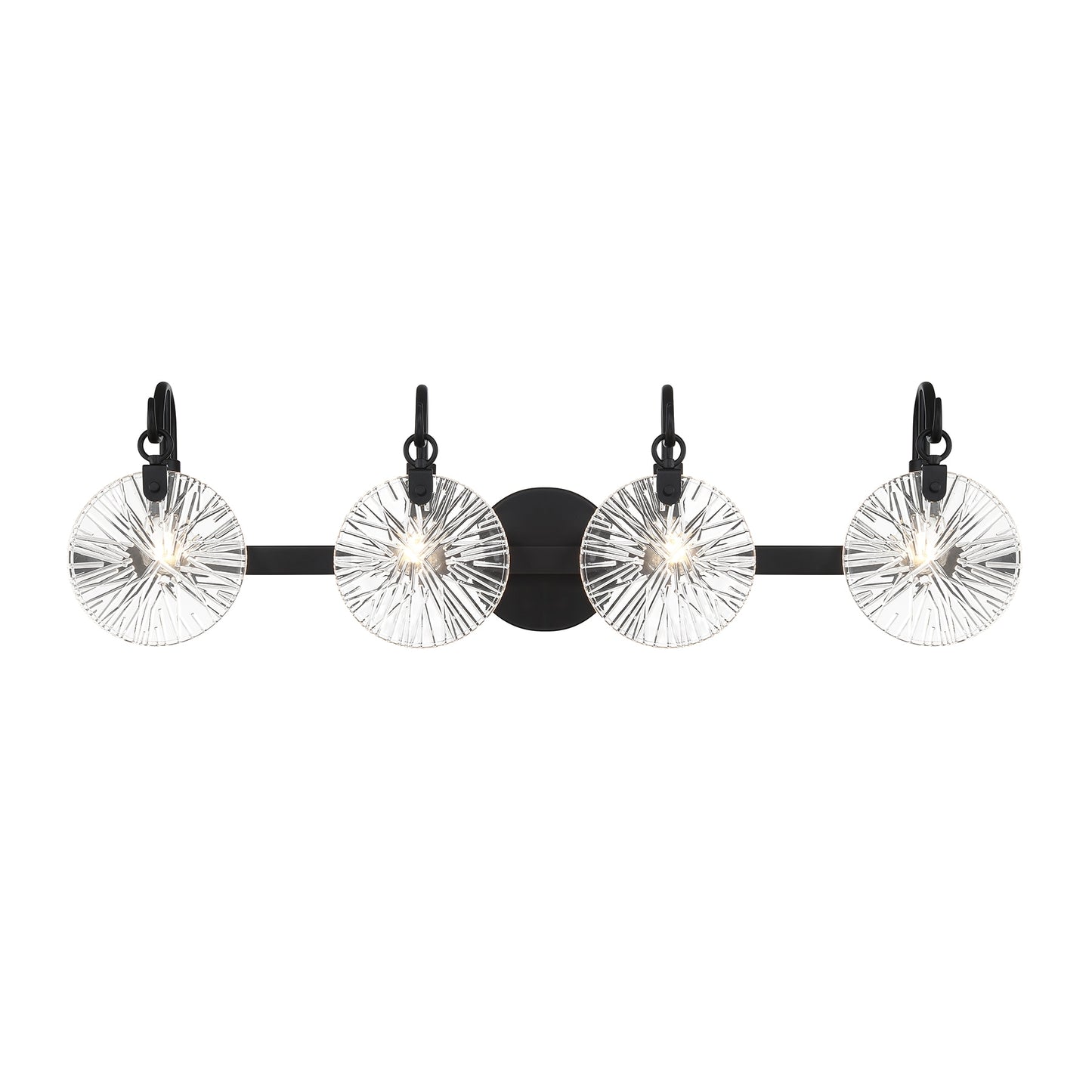 Savoy House Addison 4-Light Bathroom Vanity Light in Matte Black 32-in 4 Light Matte Black Glam Bathroom Vanity light