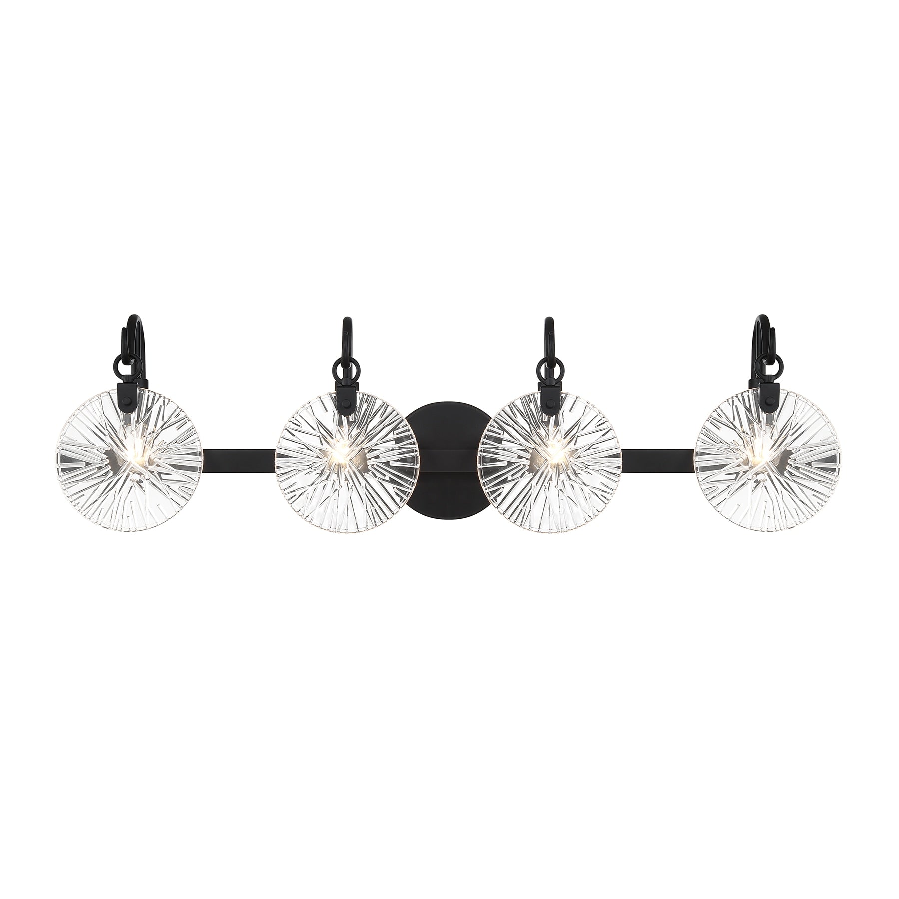 Savoy House Addison 4-Light Bathroom Vanity Light in Matte Black 32-in 4 Light Matte Black Glam Bathroom Vanity light