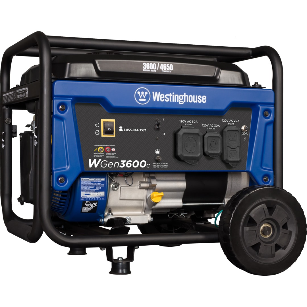 Westinghouse WGen3600c Recoil Start 4650 / 3600 -Watt Gasoline Single fuel Portable Generator