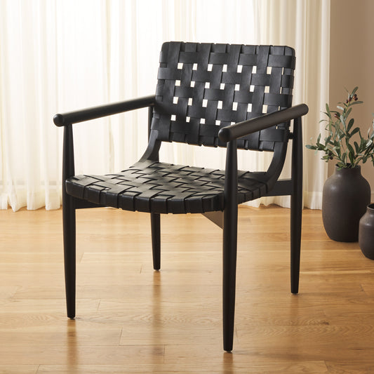 Safavieh Dionne 22.83-in W Casual Black Leather Accent Armchair