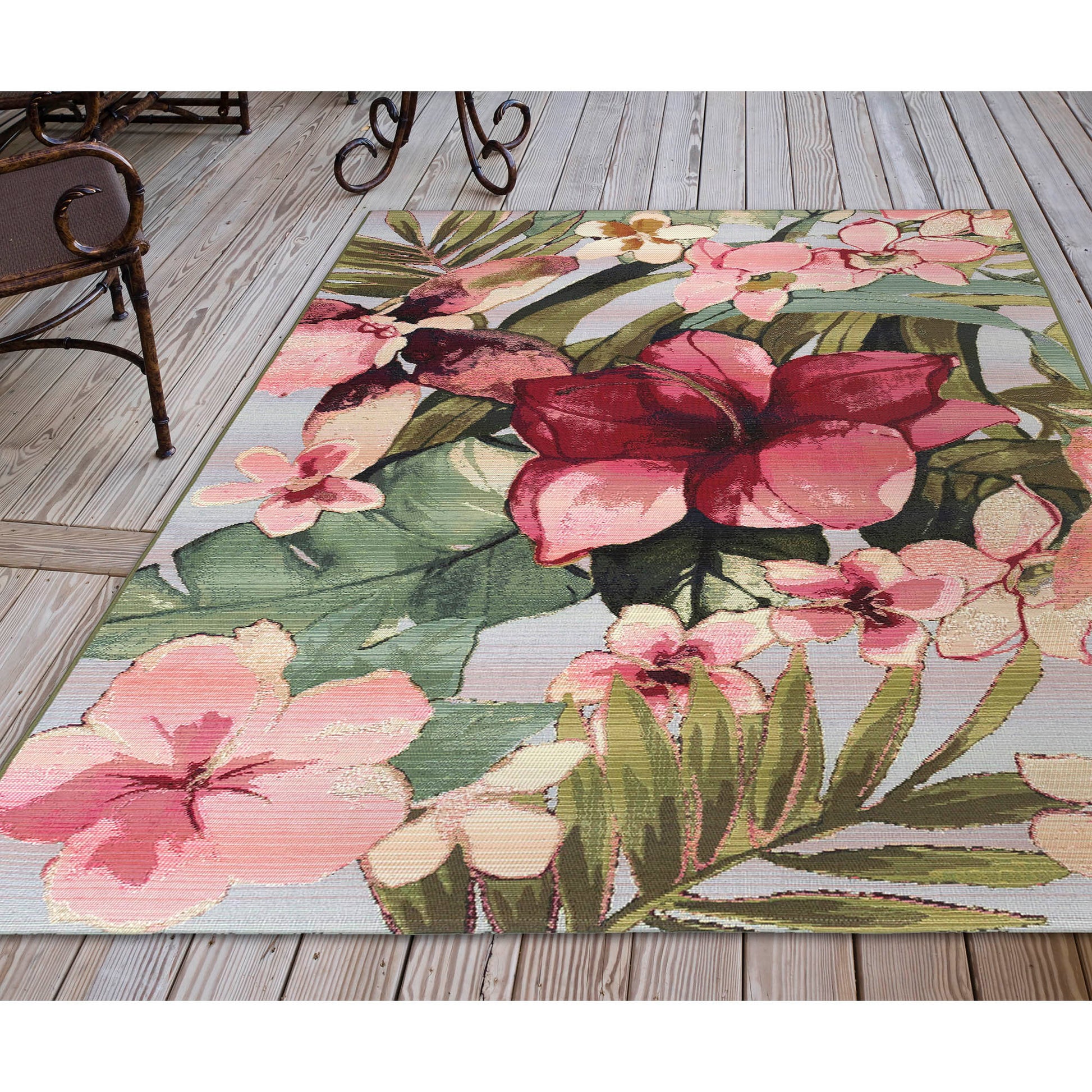 Liora Manne Marina 9 x 12 (ft) Polypropylene Multi Rectangular Indoor/Outdoor Floral/Botanical Tropical Spot Clean Only Area rug