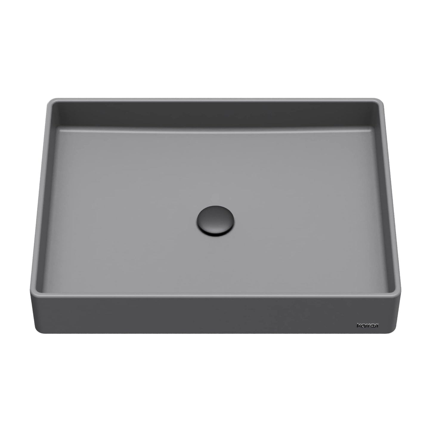 Karran Granite 17.75-in Vessel Rectangular Modern Grey Bathroom Sink
