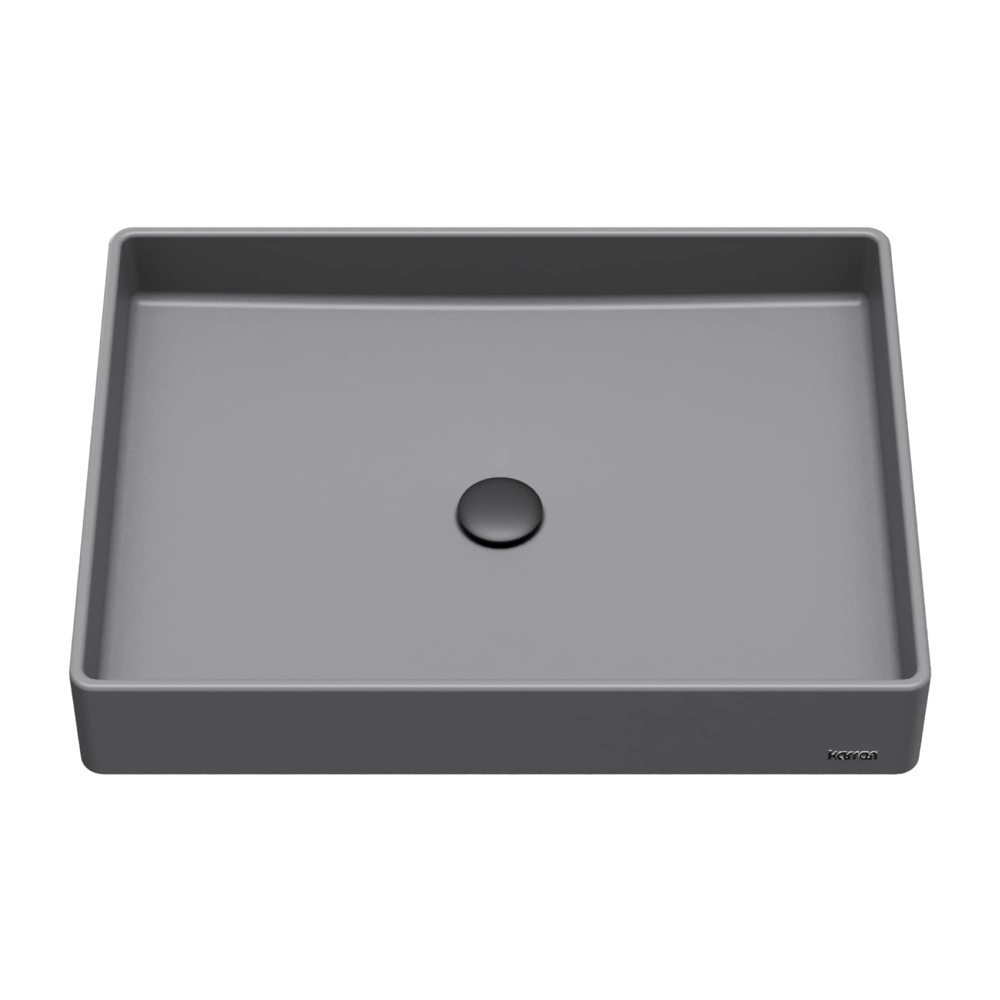 Karran Granite 17.75-in Vessel Rectangular Modern Grey Bathroom Sink
