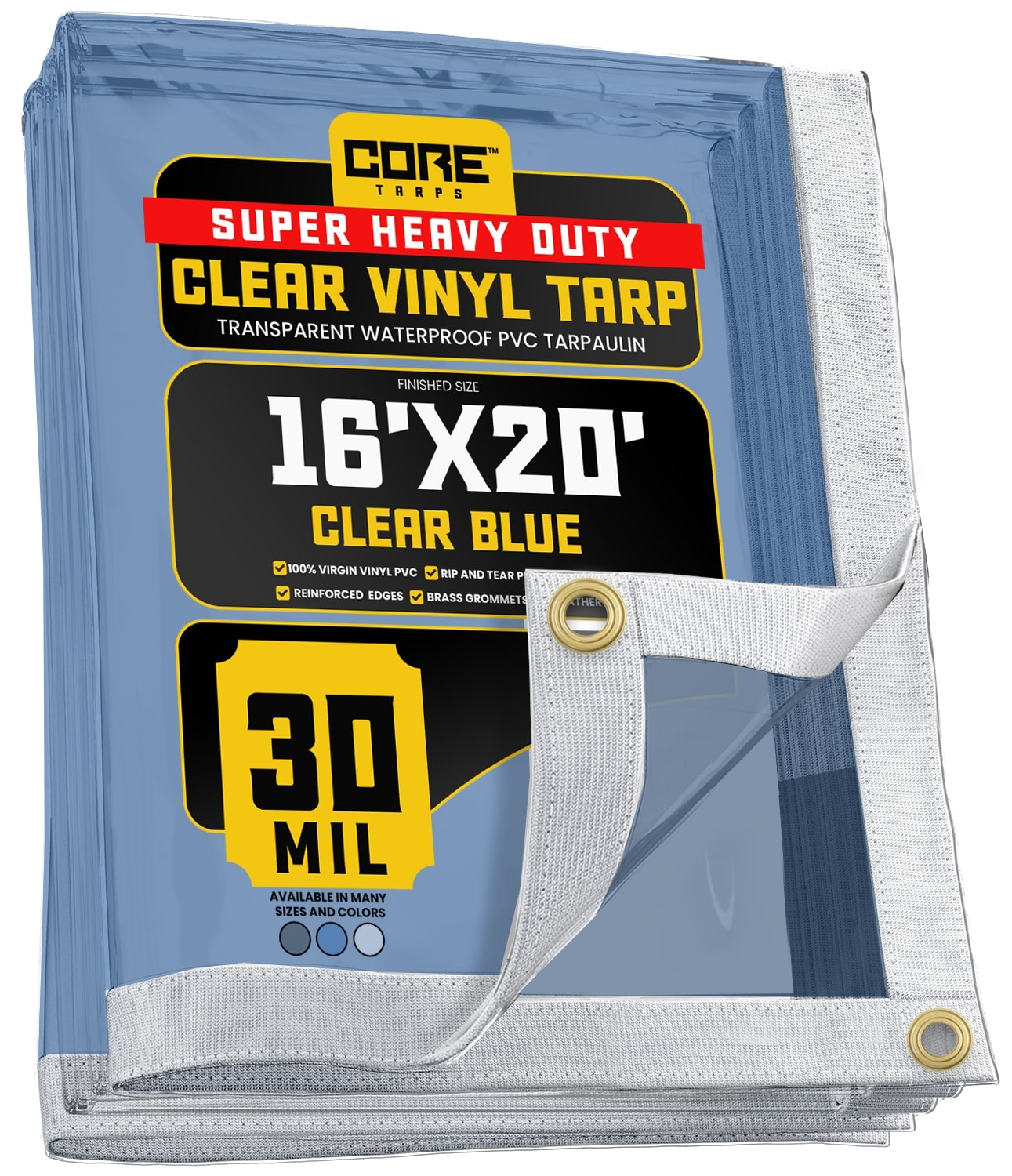 Core Tarps 16-ft x 20-ft Blue Commercial Vinyl 30-mil Tarp