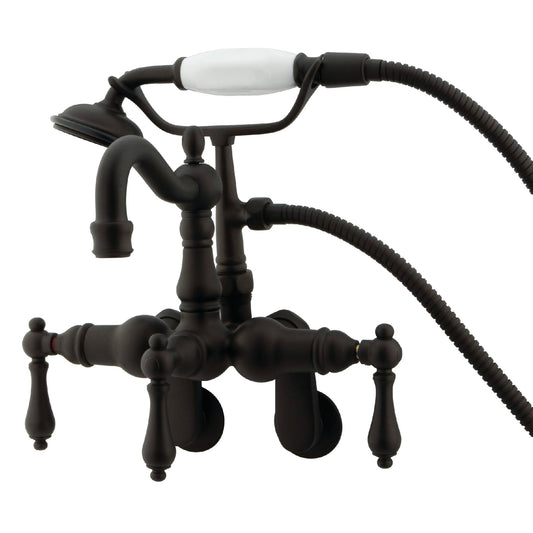 Kingston Brass Vintage Oil-rubbed bronze 3-handle Wall-mount High-arc Bathtub Faucet with Hand Shower ( Valve Included )
