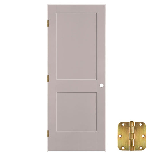 Masonite 28-in x 80-in Driftwood Solid core 2-panel Right hand Smooth Prefinished Molded composite Flat Jamb Single Prehung Interior Door with