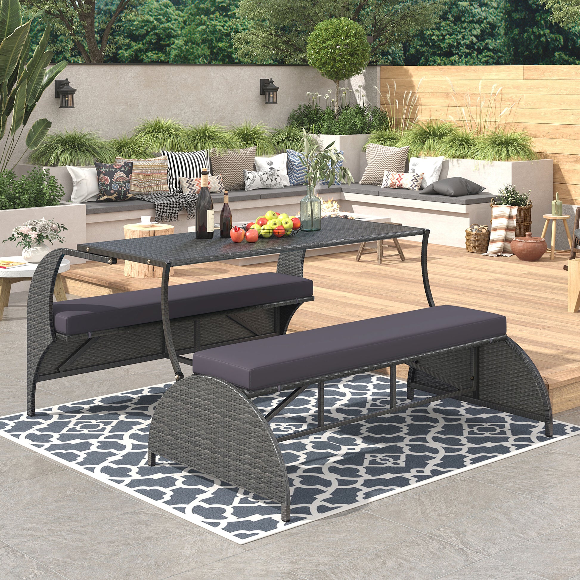 AAZJ Patio Conversation Sets Patio Conversation Set with Gray Cushions